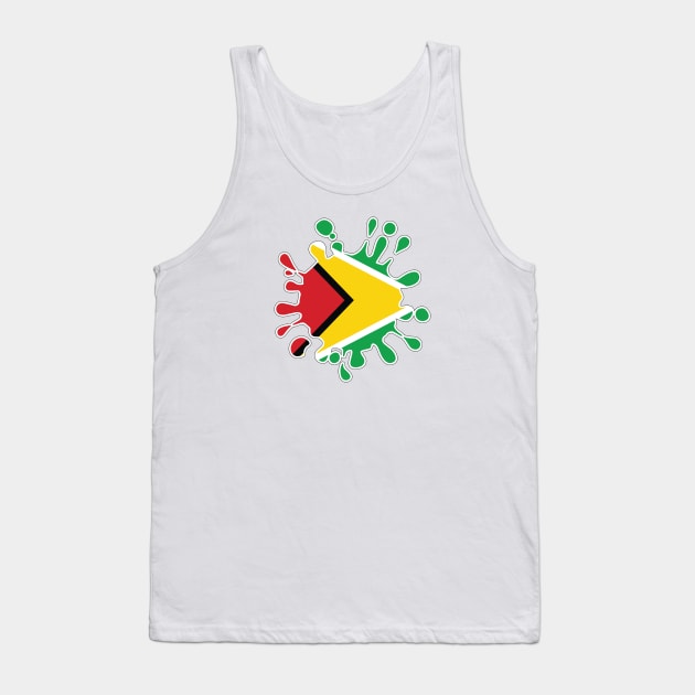 Guyana National Flag Paint Splash Tank Top by IslandConcepts